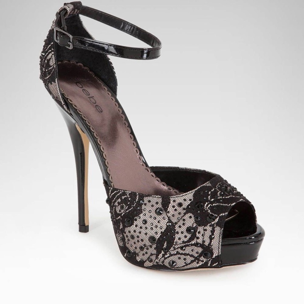 Bebe Helena Lace Pump Black